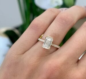 Elegant 1.40Ct White Emerald Cut Half Bezel Promise Ring | Timeless Wedding Jewelry for Women