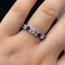 1.50TCW White & Blue Asscher Cut Half Eternity Promise Wedding Band for Women
