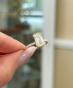Elegant 1.40Ct White Emerald Cut Half Bezel Promise Ring | Timeless Wedding Jewelry for Women