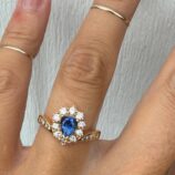 1.50Ct Blue Pear Cut Halo Engagement Ring for Her | Elegant Promise Ring for Fiancée