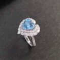 2.20Ct Aquamarine Heart Cut Double Halo Ring | Romantic Anniversary Gift Jewelry For Wife | Bridesmaid Wedding Ring