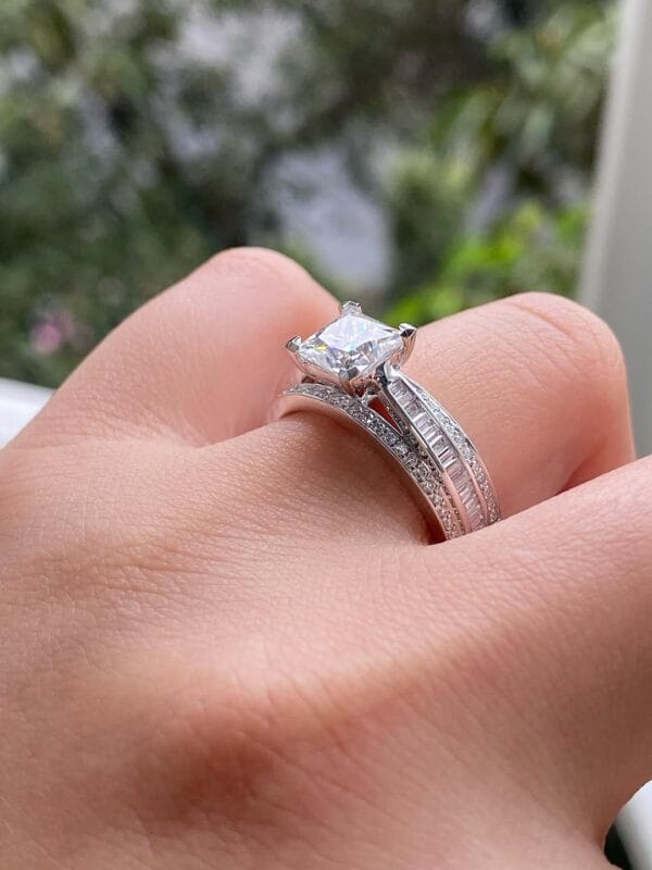2.10Ct White Princess Cut Solitaire Proposal Ring | Bold Engagement Ring for Fiancée | Timeless Jewelry for Women