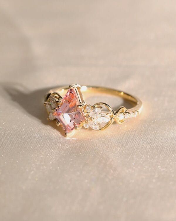 1.40Ct Pink Lozenge Cut Solitaire Cocktail Ring | Glamorous Party Wear Jewelry For Women