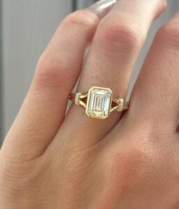 Elegant 1.80Ct White Emerald Cut Bezel Set Split Shank Anniversary Ring | Timeless Gift for Wife