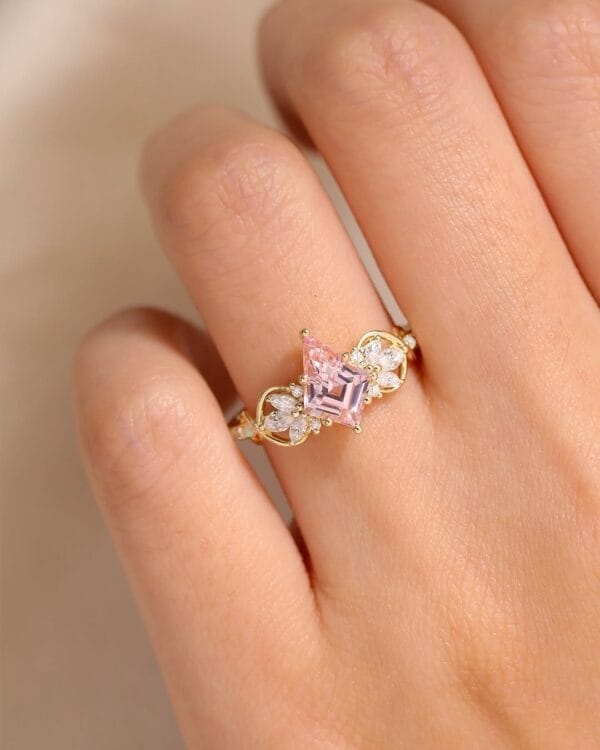 1.40Ct Pink Lozenge Cut Solitaire Cocktail Ring | Glamorous Party Wear Jewelry For Women
