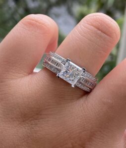 2.10Ct White Princess Cut Solitaire Proposal Ring | Bold Engagement Ring for Fiancée | Timeless Jewelry for Women