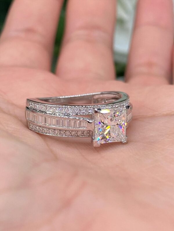 2.10Ct White Princess Cut Solitaire Proposal Ring | Bold Engagement Ring for Fiancée | Timeless Jewelry for Women