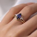 1.80Ct Blue Marquise Cut Solitaire Anniversary Gift Ring Set | Designer Jewelry For Women