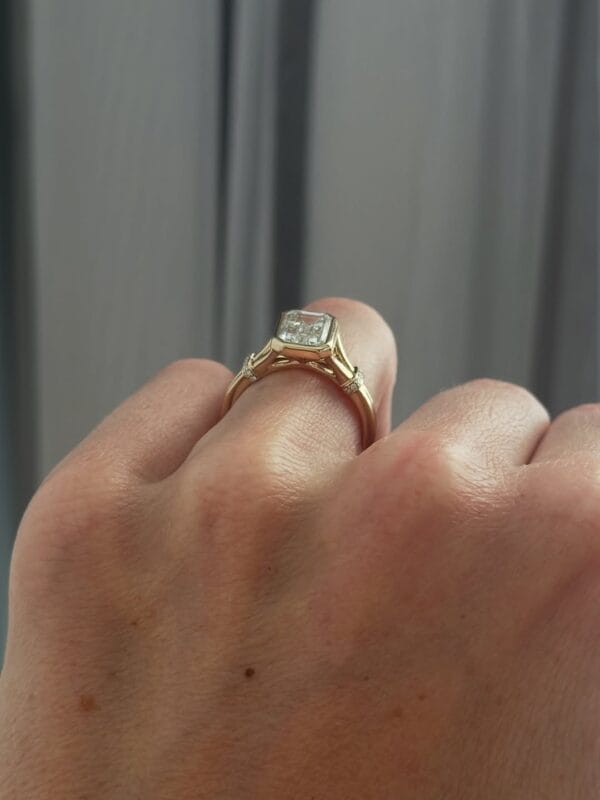 Elegant 1.80Ct White Emerald Cut Bezel Set Split Shank Anniversary Ring | Timeless Gift for Wife