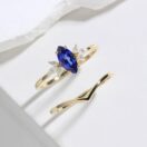 1.80Ct Blue Marquise Cut Solitaire Anniversary Gift Ring Set | Designer Jewelry For Women