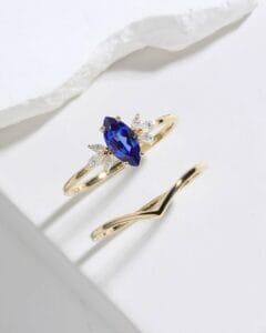 1.80Ct Blue Marquise Cut Solitaire Anniversary Gift Ring Set | Designer Jewelry For Women