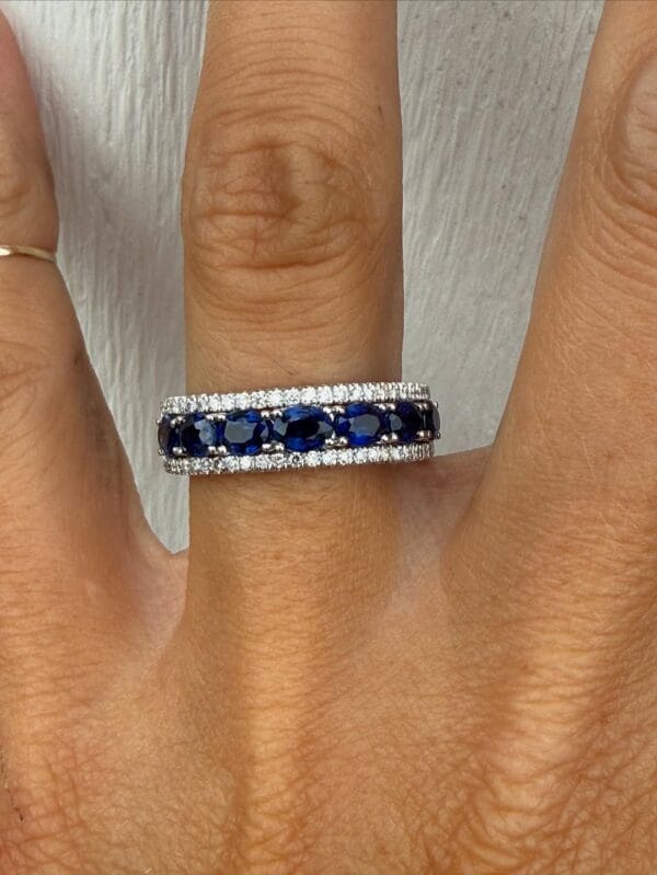 3.50Ct Oval Cut Blue Sapphire Full Eternity Band | Anniversary & Birthday Gift Ring for Women