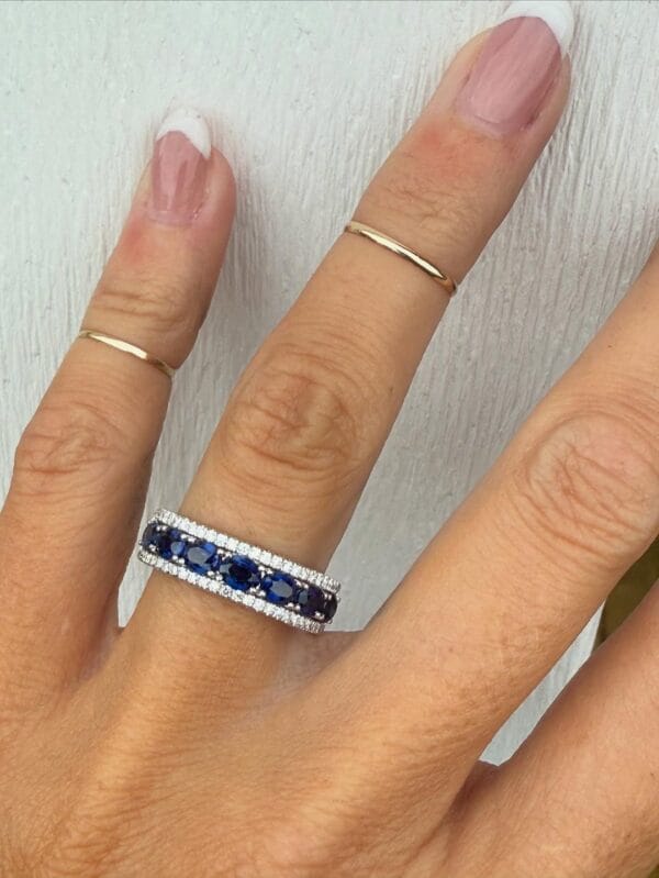 3.50Ct Oval Cut Blue Sapphire Full Eternity Band | Anniversary & Birthday Gift Ring for Women