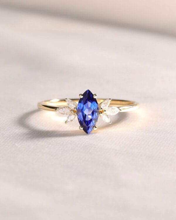 1.80Ct Blue Marquise Cut Solitaire Anniversary Gift Ring Set | Designer Jewelry For Women