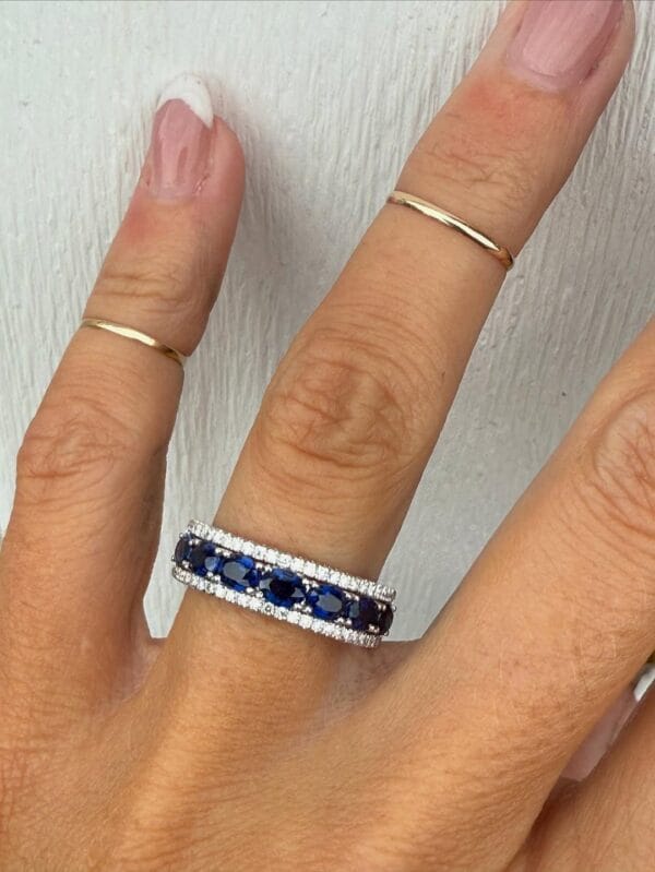 3.50Ct Oval Cut Blue Sapphire Full Eternity Band | Anniversary & Birthday Gift Ring for Women