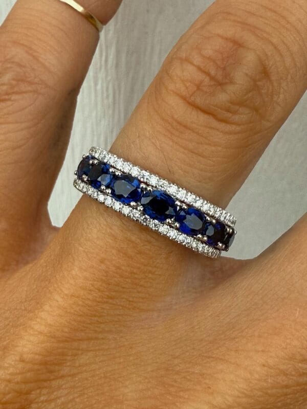 3.50Ct Oval Cut Blue Sapphire Full Eternity Band | Anniversary & Birthday Gift Ring for Women