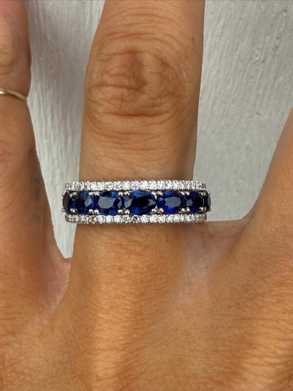 3.50Ct Oval Cut Blue Sapphire Full Eternity Band | Anniversary & Birthday Gift Ring for Women