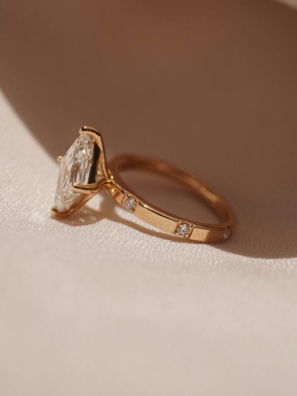 1.50Ct White Lozenge Cut Solitaire Engagement Ring | Modern Wedding Proposal Ring For Her | Geometric Statement Jewelry