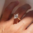 1.50Ct White Lozenge Cut Solitaire Engagement Ring | Modern Wedding Proposal Ring For Her | Geometric Statement Jewelry
