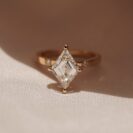 1.50Ct White Lozenge Cut Solitaire Engagement Ring | Modern Wedding Proposal Ring For Her | Geometric Statement Jewelry