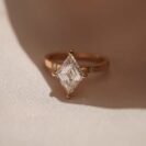 1.50Ct White Lozenge Cut Solitaire Engagement Ring | Modern Wedding Proposal Ring For Her | Geometric Statement Jewelry