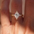 1.50Ct White Lozenge Cut Solitaire Engagement Ring | Modern Wedding Proposal Ring For Her | Geometric Statement Jewelry