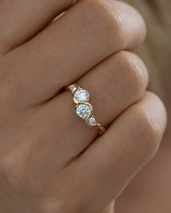 0.50Ct White Round Cut Wave Style Solitaire Ring | Anniversary & Thank You Gift Jewelry for Wife