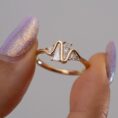1.50Ct White Trillion Cut Solitaire Engagement Ring | Wave Design Wedding Gift Ring For Her | Modern Statement Jewelry