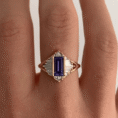 1.80CT Blue Tanzanite Baguette Cut Half Bezel Ring for Women | Elegant Anniversary And Birthstone Jewelry