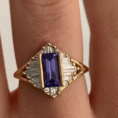 1.80CT Blue Tanzanite Baguette Cut Half Bezel Ring for Women | Elegant Anniversary And Birthstone Jewelry