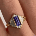 1.80CT Blue Tanzanite Baguette Cut Half Bezel Ring for Women | Elegant Anniversary And Birthstone Jewelry