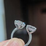 2.50Ct Pear & Emerald Cut Toi Et Moi Ring | Two Stone Open Gap Engagement Jewelry for Women