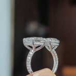 2.50Ct Pear & Emerald Cut Toi Et Moi Ring | Two Stone Open Gap Engagement Jewelry for Women