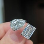 2.50Ct Pear & Emerald Cut Toi Et Moi Ring | Two Stone Open Gap Engagement Jewelry for Women