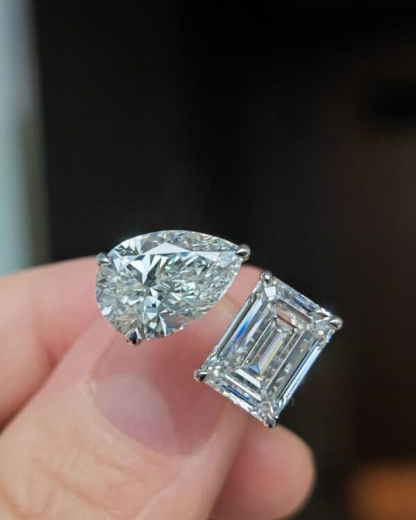 2.50Ct Pear & Emerald Cut Toi Et Moi Ring | Two Stone Open Gap Engagement Jewelry for Women