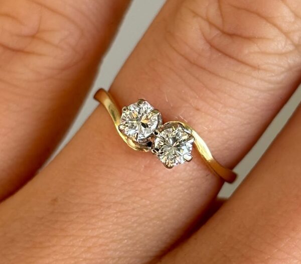 0.80Ct White Round Cut Toi Et Moi Ring | Two Stone Anniversary Gift Ring For Wife | Elegant Statement Jewelry For Women