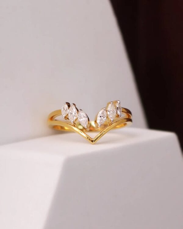 0.50Ct White Marquise Cut Solitaire Engagement Ring For Girlfriend | V-Shape Minimalist Promise Ring For Women