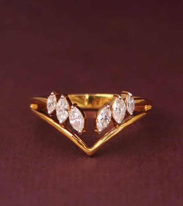 0.50Ct White Marquise Cut Solitaire Engagement Ring For Girlfriend | V-Shape Minimalist Promise Ring For Women