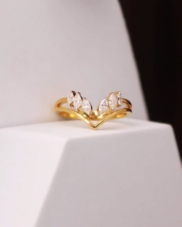 0.50Ct White Marquise Cut Solitaire Engagement Ring For Girlfriend | V-Shape Minimalist Promise Ring For Women
