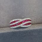 Pink Round Cut Half Eternity Band Ring | Birthday Gift for Mother | Elegant Designer Jewelry for Women