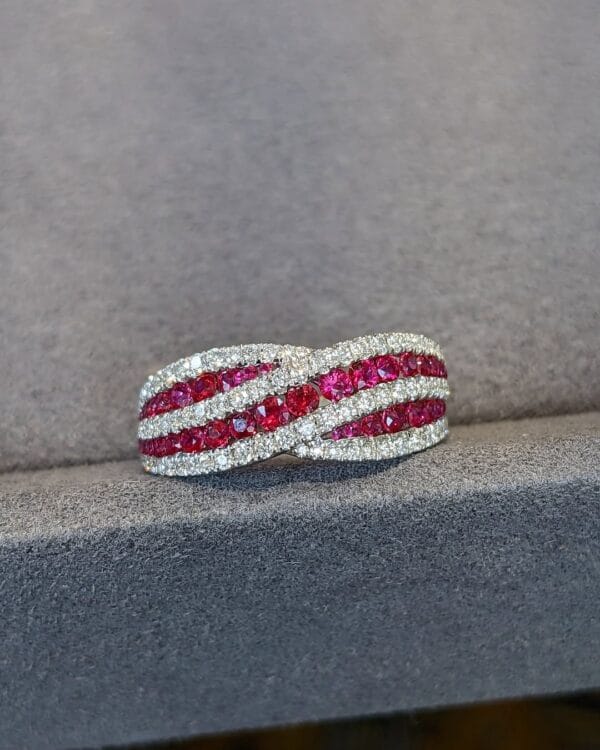 Pink Round Cut Half Eternity Band Ring | Birthday Gift for Mother | Elegant Designer Jewelry for Women