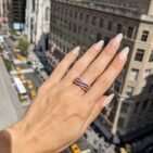 Pink Round Cut Half Eternity Band Ring | Birthday Gift for Mother | Elegant Designer Jewelry for Women
