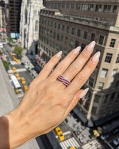 Pink Round Cut Half Eternity Band Ring | Birthday Gift for Mother | Elegant Designer Jewelry for Women