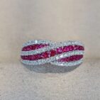 Pink Round Cut Half Eternity Band Ring | Birthday Gift for Mother | Elegant Designer Jewelry for Women