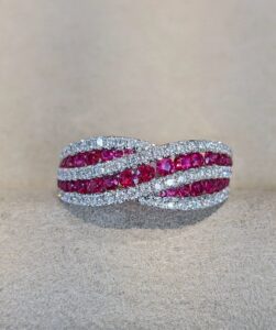 Pink Round Cut Half Eternity Band Ring | Birthday Gift for Mother | Elegant Designer Jewelry for Women