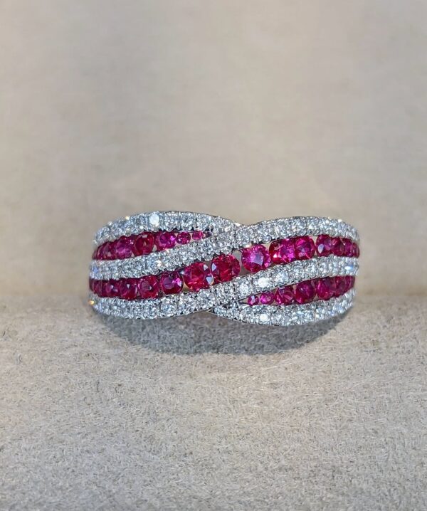 Pink Round Cut Half Eternity Band Ring | Birthday Gift for Mother | Elegant Designer Jewelry for Women