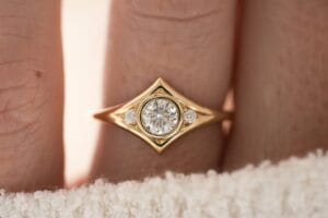 1.50Ct White Round Bezel Engagement Ring for Her | Elegant Thank You Gift Jewelry