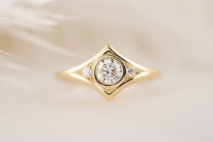 1.50Ct White Round Bezel Engagement Ring for Her | Elegant Thank You Gift Jewelry