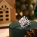 2Ct White Princess Cut Bezel Set Bridal Ring Set | Enhancer Wedding Band with Solitaire | Luxury Jewelry Gift for Women