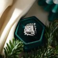 2Ct White Princess Cut Bezel Set Bridal Ring Set | Enhancer Wedding Band with Solitaire | Luxury Jewelry Gift for Women